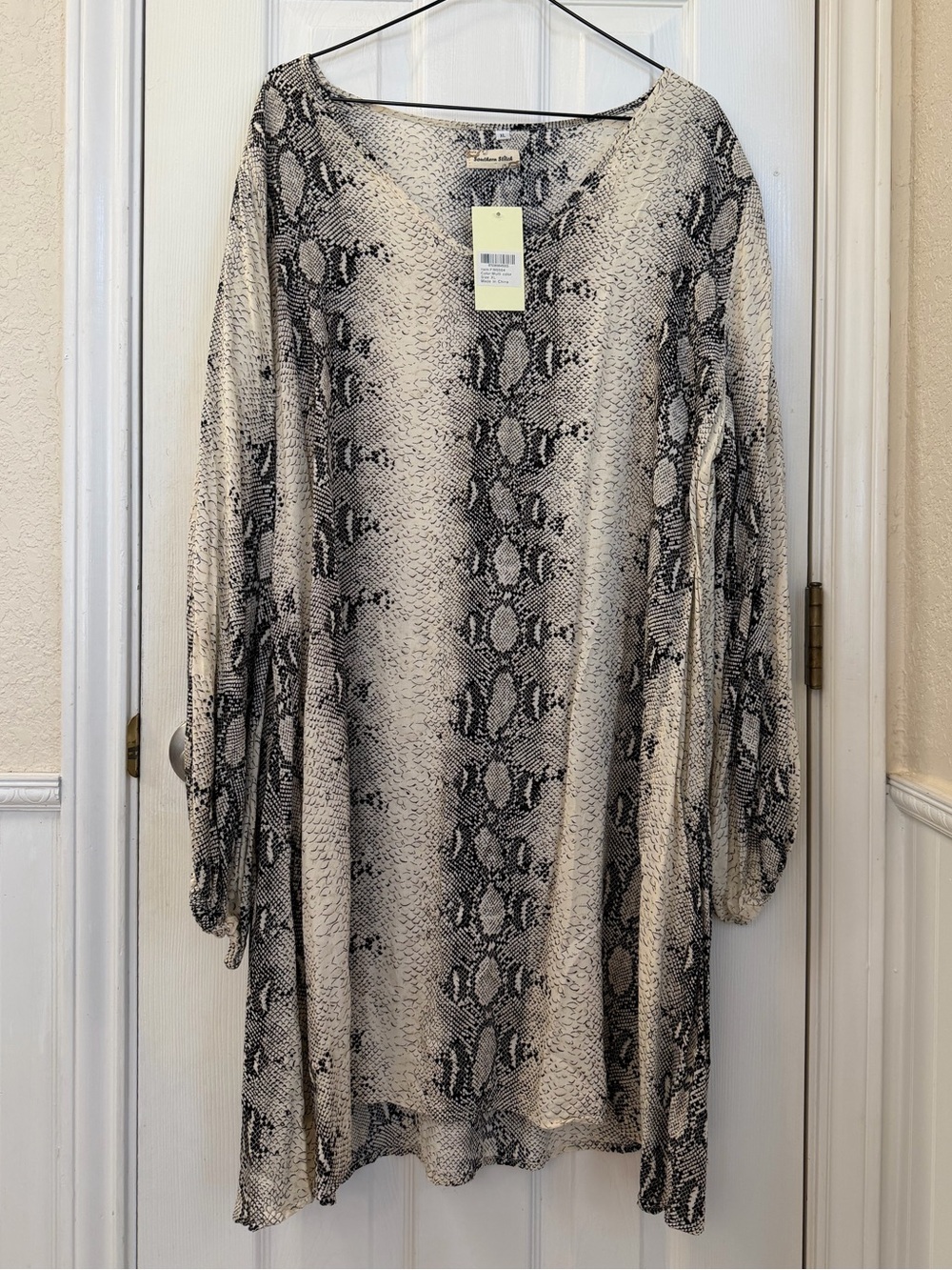 Southern Stitch Long Sleeve Snake/Python Print Shift Dress